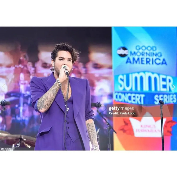 Edward Sexton Bespoke Custom Made for Adam Lambert Purple 3-Piece Suit 42L - Picture 2 of 14
